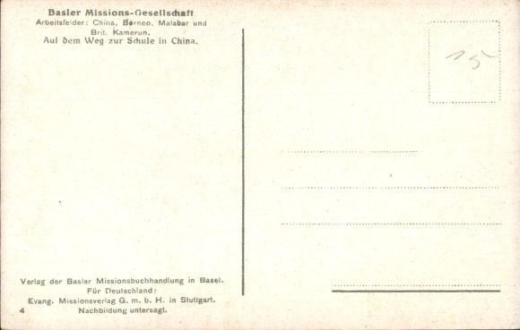 KP Basler Mission-Gesellschaft, dzieci w drodze do szkoły w Chinach
