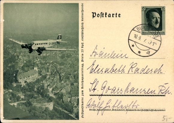 Postal stationery PC Nuremberg, Reich Party Rally, Hitler, Himmler, Lutze