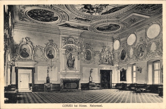 KP Höxter nad Wezerą, Kaisersaal, wspaniała dekoracja ścienna, portrety, atmosfera