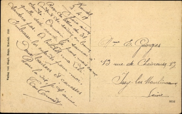 Postcard Kandel in the Palatinate Bienwald, Middle Main Street