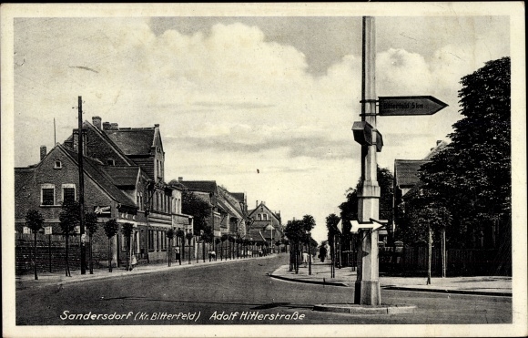 Ansichtkaart Sandersdorf Brehna in Saksen-Anhalt, Adolf Hitlerstrasse
