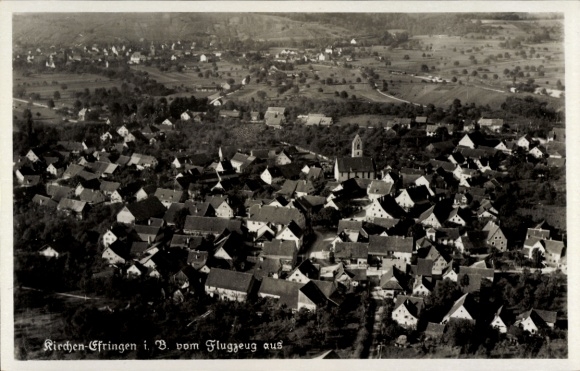 Postcard Efringen Kirchen am Oberrhein, aerial photograph