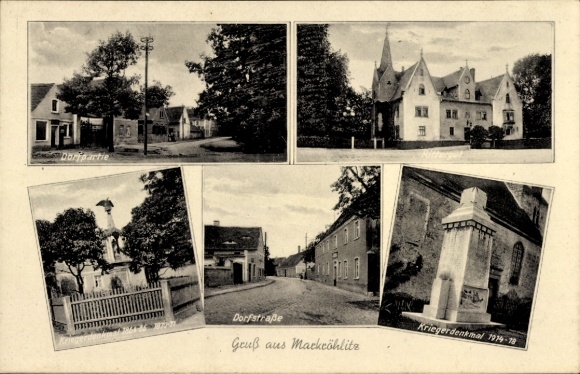 PC Markröhlitz Goseck Saxony Anhalt, village area, manor, war memorial, village street