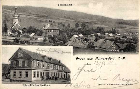 Ak Heinersdorf Föritztal in Thüringen, Schmidtsches Gasthaus, Totale