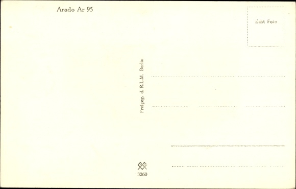 Postcard Arado Ar 95, fighter plane, seaplane, Luftwaffe