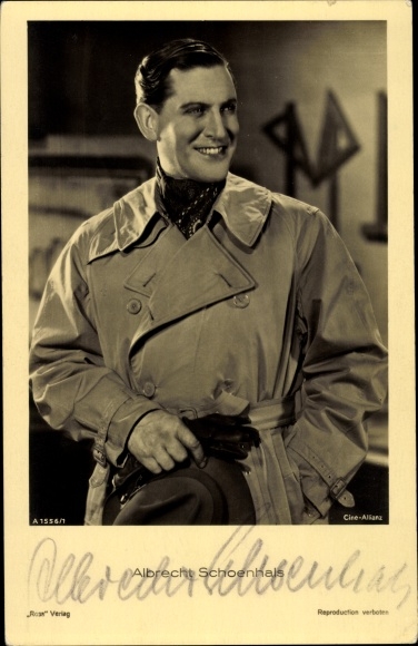 Postcard actor Albrecht Schoenhals, portrait, Ross Verlag A 1556/1, autograph
