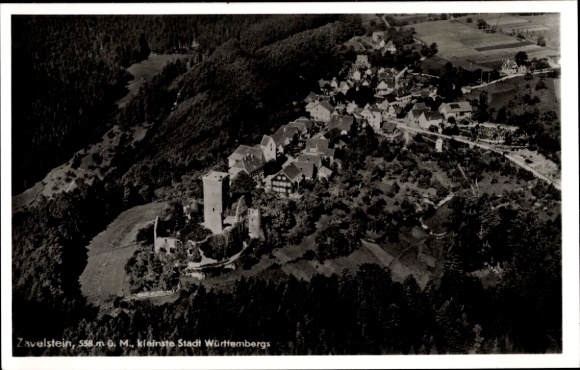 Ak Zavelstein im Schwarzwald Württemberg, Stadt, Burg  bewaldete Berge