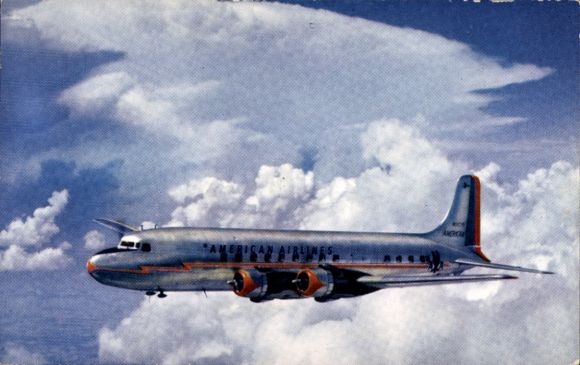 Postcard US American passenger aircraft, United Airlines