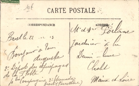 Postcard Brest Finistère, La Gare de l'Ouest, train station, buildings, people on the square