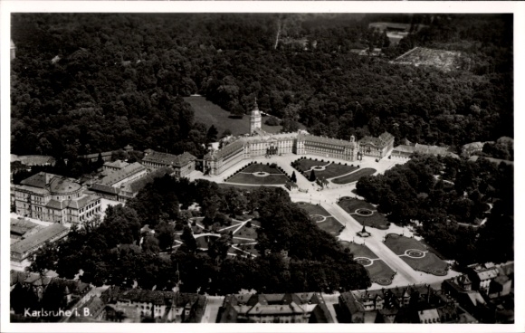 Postcard Karlsruhe in Baden, castle, aerial photograph