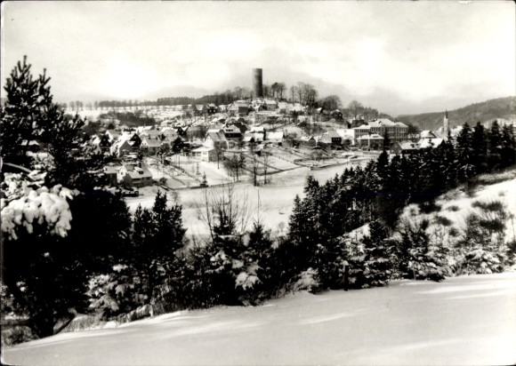 Ak Bad Lobenstein in Thüringen, Gesamtansicht, Winter