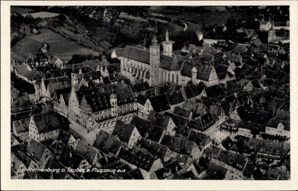 Postcard Rothenburg ob der Tauber Middle Franconia, aerial photograph
