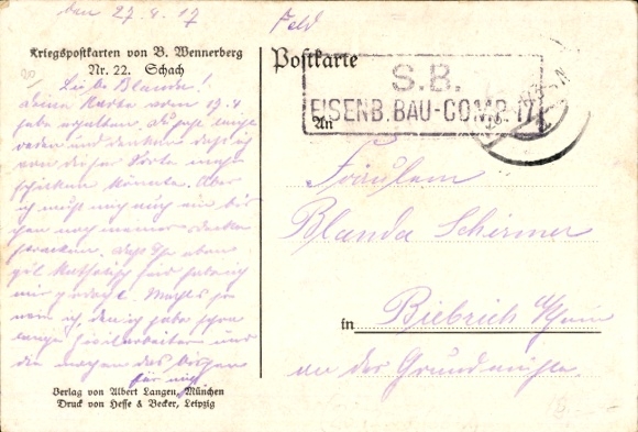 KP artystyczna Wennerberg B., szachy, ranny żołnierz z pielęgniarką