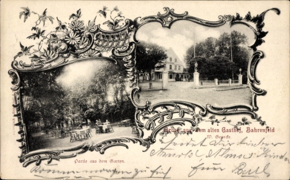 Postcard Hamburg Altona Bahrenfeld, Alter Gasthof, Garten