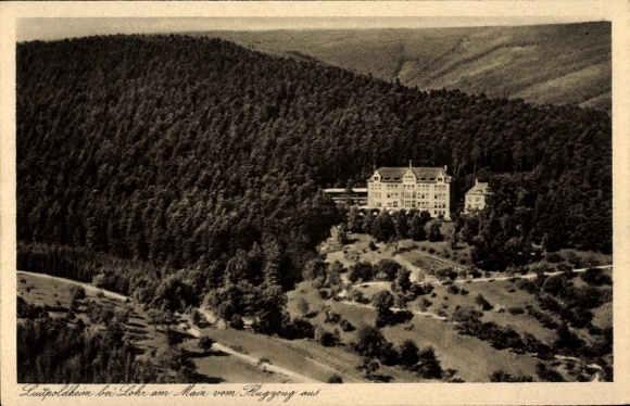 Postcard Lohr am Main Lower Franconia, Luitpoldheim near Lohr, buildings in nature, forest landscape, Archi