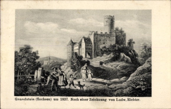 Artist PC Richter, Ludwig, Gnandstein Kohren Sahlis in Saxony, castle around 1837