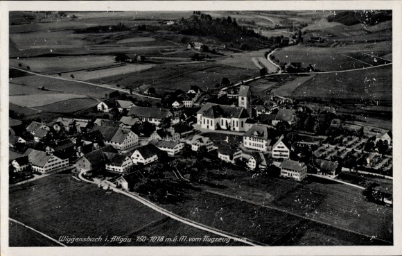 Postcard Wiggensbach in Allgäu, from the plane
