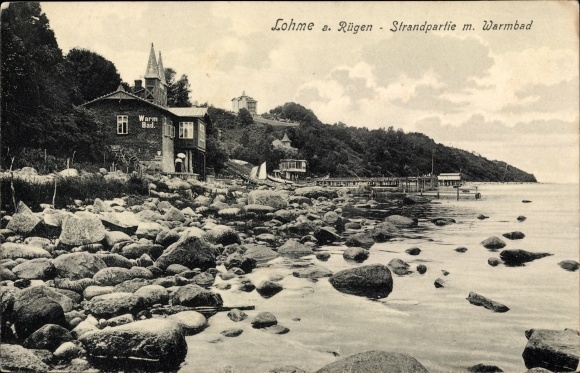 Ak Ostseebad Lohme auf Rügen, Strandpartie, Warmbad