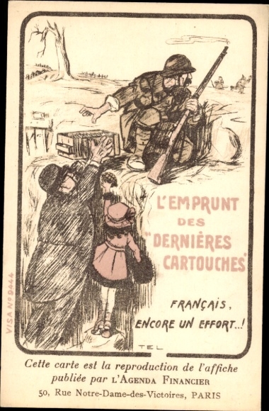 Artist Postcard L'Emprunt des Dernières Cartouches, French war loan
