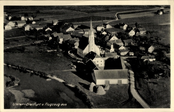Postcard Unterdietfurt Lower Bavaria, aerial photograph