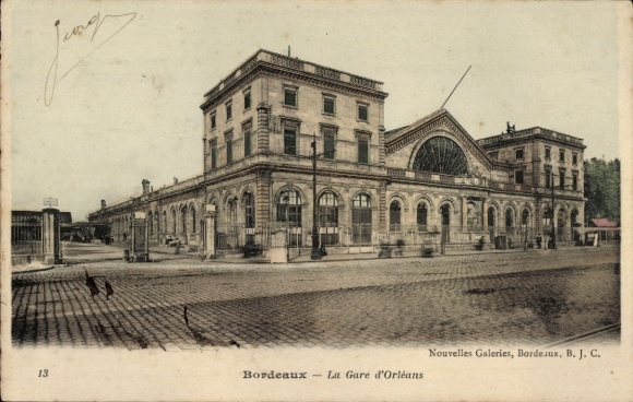 Postcard Bordeaux Gironde, train station