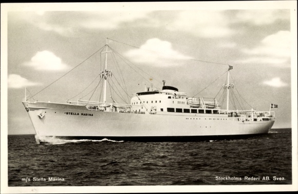Ak Steamer MS Stella Marina, Stockholms Rederi Vertrek Svea