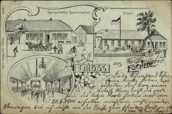 Litho Eschede Nedersaksen, herberg Gottschalk, hal