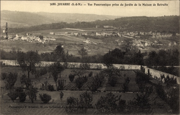Ak Jouarre Seine et Marne, Vue Panoramique prise du Jardin de la Maison de Retraite