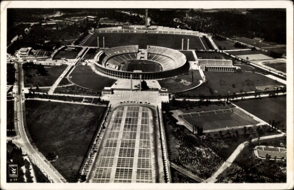 Postcard Berlin Charlottenburg Westend, Reichssportfeld, aerial photograph
