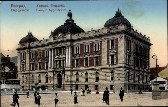 Postcard Belgrad Beograd Serbia, Banque hypotecaire