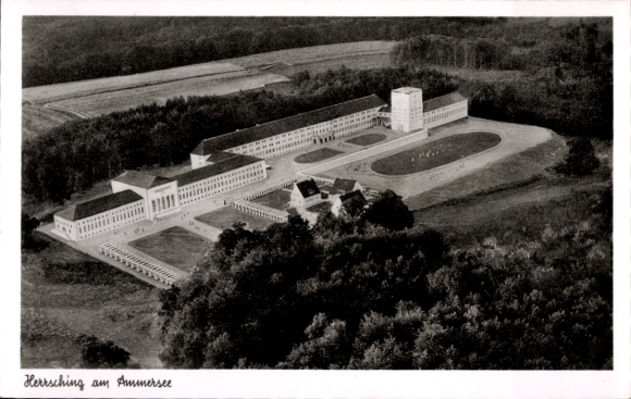 Postcard Herrsching am Ammersee, aerial photograph of the sanatorium