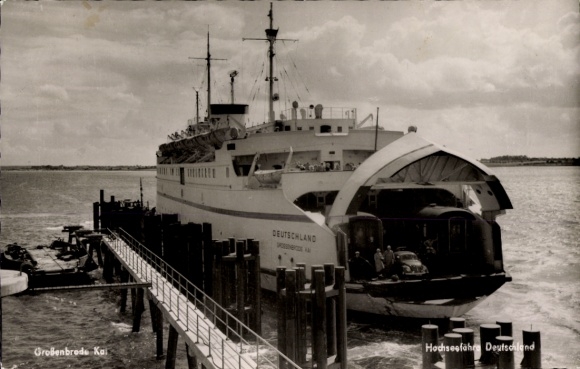 Postcard Großenbrode in Ostholstein, quay, ferry Germany