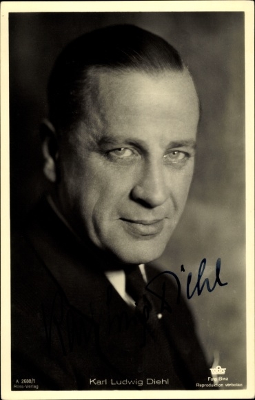 Postcard actor Karl Ludwig Diehl, portrait, Ross Verlag A 2680/1, autograph