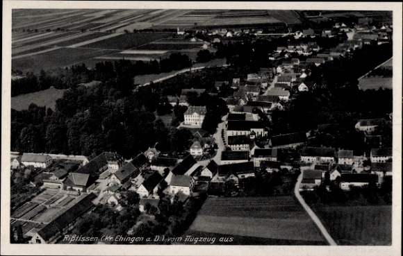 Postcard Risstissen Rißtissen Ehingen on the Danube Upper Swabia, aerial view of buildings and landscape