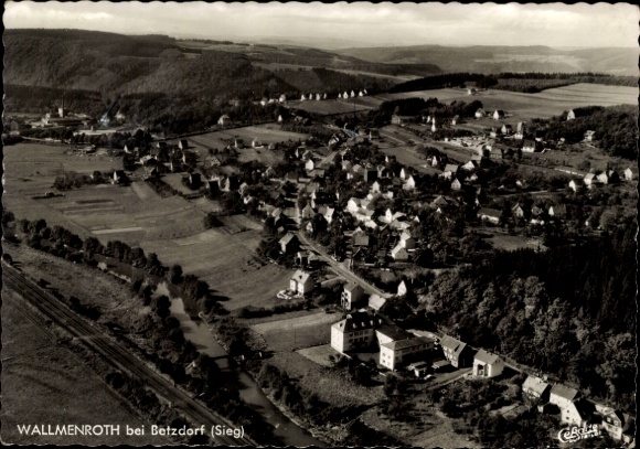 Postcard Wallmenroth Rhineland Palatinate, total view, aerial photo