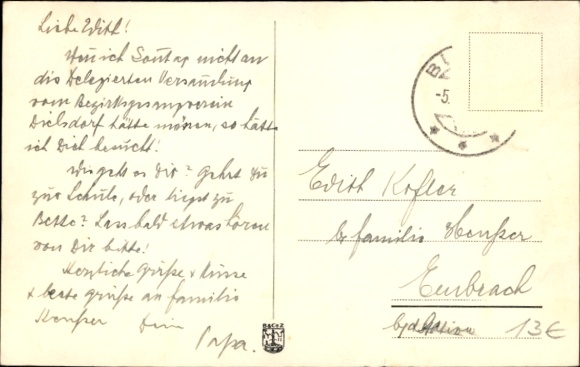 Postcard Bülach Canton of Zurich, train station track side