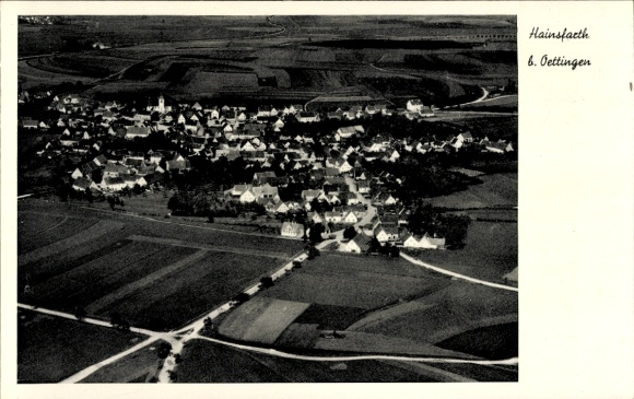 Postcard Hainsfarth near Oettingen Swabia, aerial photograph