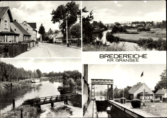 Postcard Bredereich Fürstenberg an der Havel, lock, street section, town view