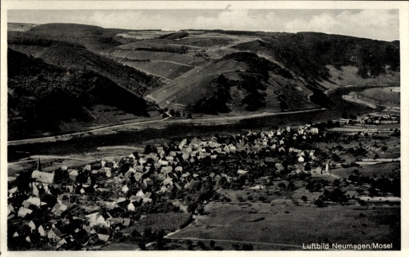 Postcard Neumagen on the Moselle, aerial photograph