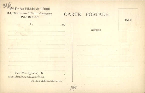 Ak Observatorium Parijs XIV, Boulevard Saint Jacques, Societe Francaise des Filets de Peche