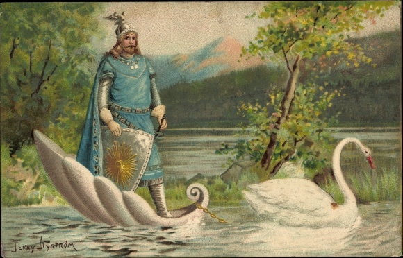 Artist PC Nyström, J., Schwanenrittersage, Schwan, Ritter, Schutzschild