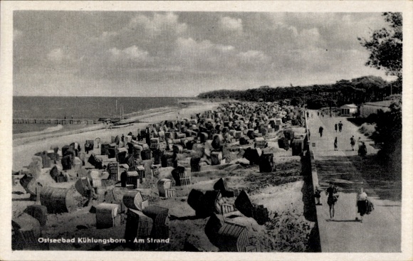 Ak Ostseebad Kühlungsborn, Ostseebad  Strand, Strandkörbe, Spaziergänger