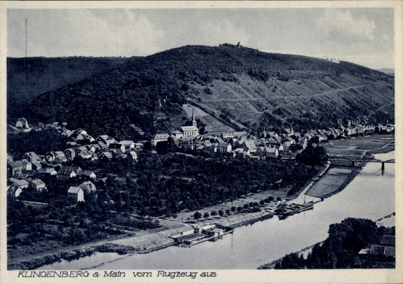 Postcard Klingenberg am Main Lower Franconia, aerial photograph
