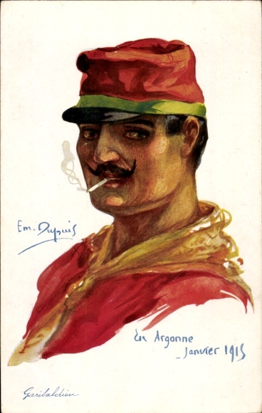 Kunstenaar Ak Dupuis, Em., Nos Alliés, nr. 8, Garibaldien, Ital. soldaat