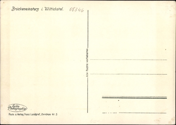 Ansichtkaart Johanngeorgenstadt in het Ertsgebergte, instortende brug, overstroming 06.07.1931