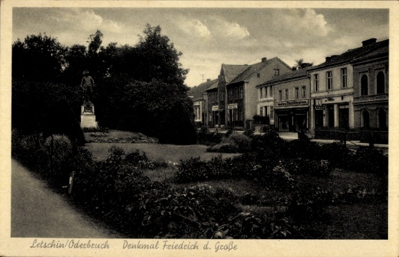Postcard Letschin in Oderbruch, Monument to Frederick the Great