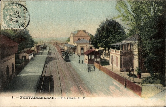 Ak Fontainebleau Seine et Marne, La Gare
