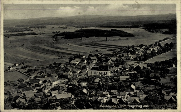 Postcard Denklingen in Swabia Upper Bavaria, aerial photograph