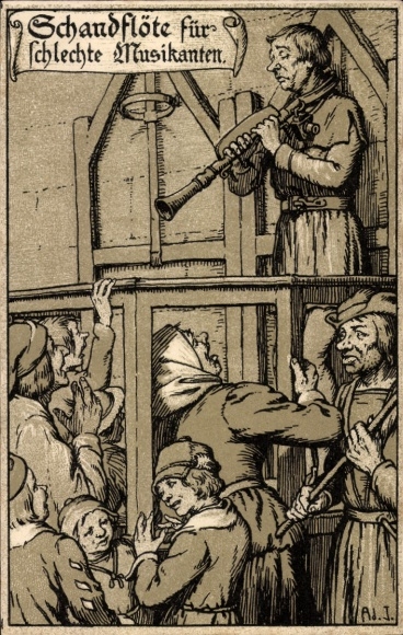 Artist Postcard Jodolfi, shameful flute for bad musicians