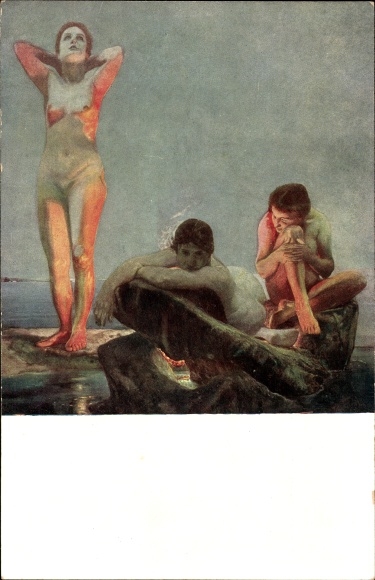 Artist Postcard Klinger, Max, Blue Hour, Female Nude